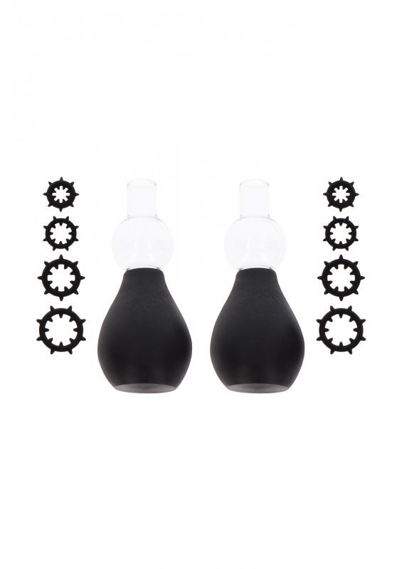 Nipple Enlargers with 8 Rings Black