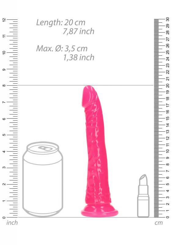 Slim Realistic Dildo with Suction Cup - Glow in the Dark - 7&#039;&#039; / 18 cm