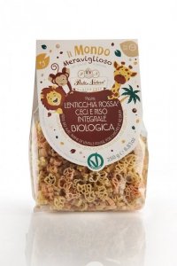 MAKARON PROTEINOWY (Z SOCZEWICY I GROSZKU) DLA DZIECI ZWIERZĘTA SAWANNA BEZGLUTENOWY BIO 250 g - PASTA NATURA