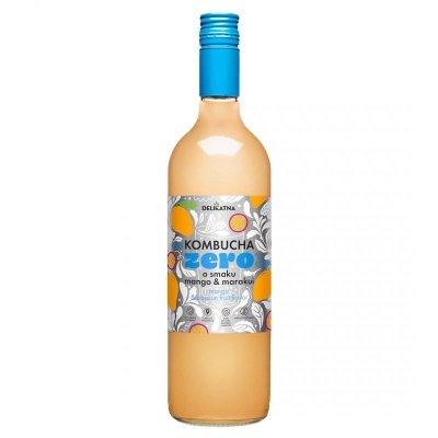 KOMBUCHA O SMAKU MANGO I MARAKUI ZERO % CUKRU 750 ml - DELIKATNA