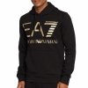 Bluza Emporio Armani EA7 męska czarna z kapturem złote logo