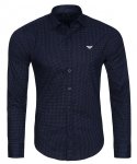 Koszula Armani Jeans granatowa Slim Fit męska logo w kropki