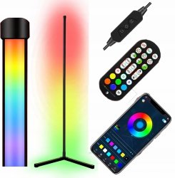 Stojąca lampa LED RGB do narożnika sterowana pilotem i aplikacją