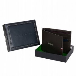 Portfel Tommy Hilfiger męski brązowy na banknoty karty i dokumenty skórzany