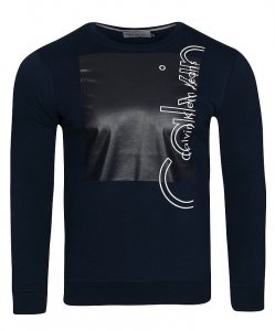 Bluza Calvin Klein męska granatowa duże logo bawełniana