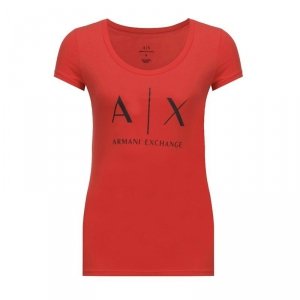 Armani Exchange t-shirt koszulka damska duże logo czerwona