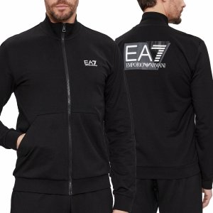 Bluza Emporio Armani EA7 męska ze stójką rozpinana czarna