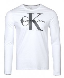 Longsleeve koszulka Calvin Klein Jeans na długi rękaw męska biała