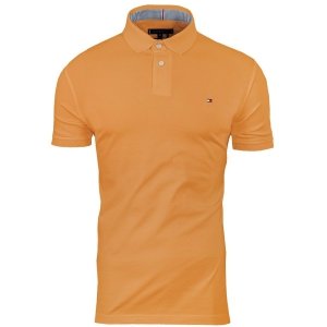 Polówka polo Tommy Hilfiger męska pomarańczowa Regular Fit małe logo bawełniana