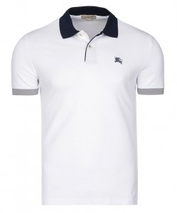 Burberry koszulka polo polówka męska Slim Fit biała z kołnierzykiem