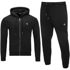 Komplet dresowy spodnie bluza Karl Lagerfeld męski czarny bluza rozpinana z kapturem