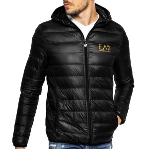 Kurtka Emporio Armani EA7 męska czarna jesienna złote logo