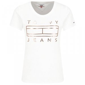 T-shirt Tommy Hilfiger koszulka bluzka damska biała złote logo