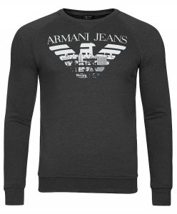 Armani Jeans bluza grafitowa męska duże logo bawełniana