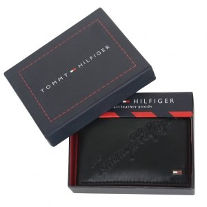 Portfel Tommy Hilfiger męski czarny na banknoty karty i dokumenty skórzany