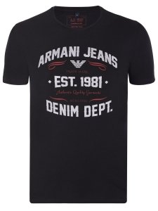 T-shirt Armani Jeans logo koszulka męska czarna bawełniana