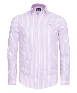 Koszula Armani Jeans w różowe paski Regular Fit logo