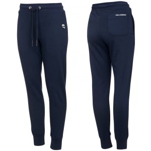 Spodnie damskie Karl Lagerfeld granatowe bawełniane