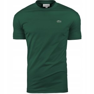 T-shirt koszulka Lacoste męska zielona z okrągłym dekoldem bawełniana