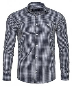 Koszula Armani Jeans granatowa w kratkę Slim Fit logo