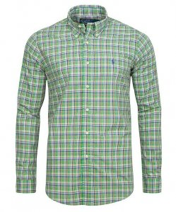 Koszula męska Ralph Lauren w kratkę zielona bawełniana