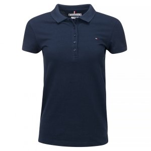 Polówka polo Tommy Hilfiger damska granatowa Slim Fit małe logo bawełniana