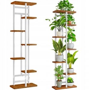 Stojak metalowy na kwiaty i doniczki 7-poziomowy kwietnik piętrowy biały