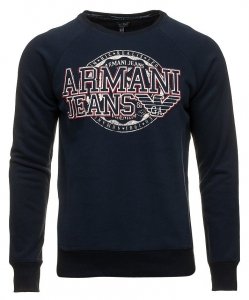 Armani Jeans bluza czarna męska duże logo bawełniana