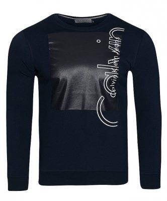 Bluza Calvin Klein męska granatowa duże logo bawełniana
