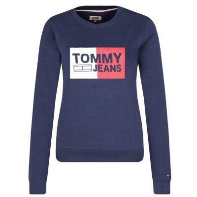  Bluza Tommy Jeans damska duże logo granatowa bawełniana