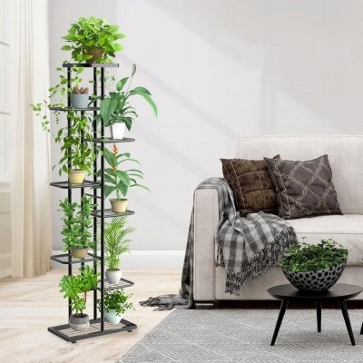 Stojak metalowy na kwiaty i doniczki 8-poziomowy kwietnik piętrowy
