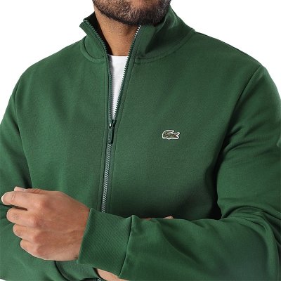 Bluza męska Lacoste zielona bawełniana rozpinana z kołnierzykiem kieszenie zapinane na zamek