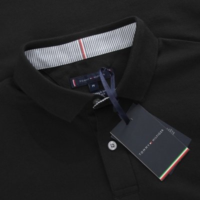 Polówka polo Tommy Hilfiger męska czarna Regular Fit małe logo bawełniana