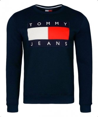 Bluza Tommy Hilfiger męska granatowa duże logo bawełniana