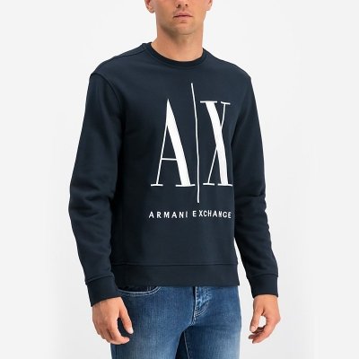 Bluza Armani Exchange męska granatowa duże logo bawełniana