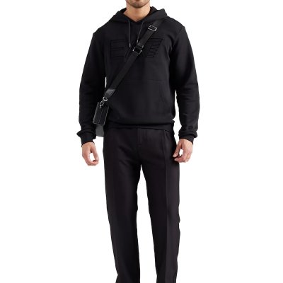 Bluza Emporio Armani EA7 męska czarna z kapturem bawełniana