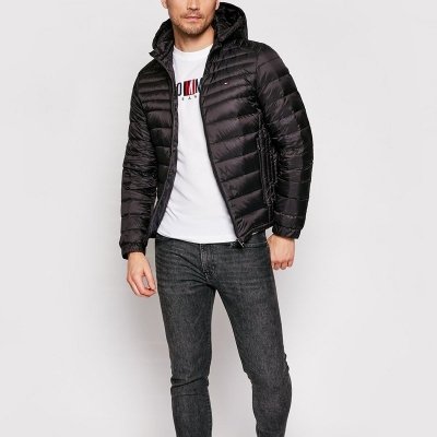 Kurtka męska Tommy Hilfiger jesień przejściowa czarna z kapturem