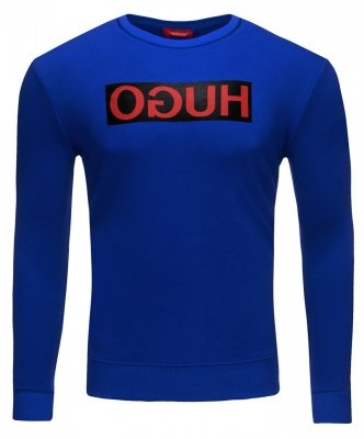 Bluza męska Hugo Boss duże logo niebieska wkładana przez głowę