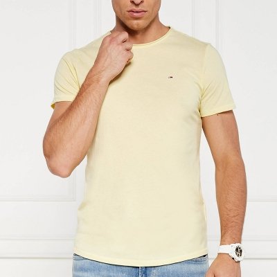 T-shirt Tommy Jeans koszulka męska z okrągłym dekoldem żółta