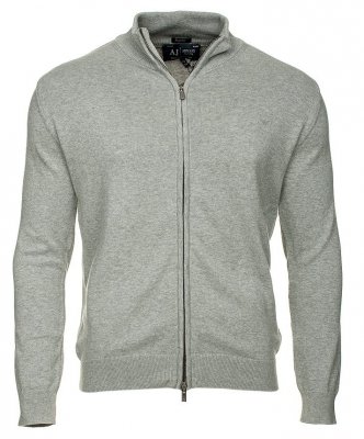 Sweter męski Emporio Armani bawełniany szary rozpinany ze stójką