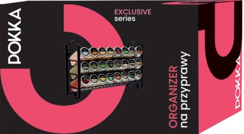 Czarny stojak organizer metalowy na przyprawy szklane słoiczki w zestawie naklejki i lejek