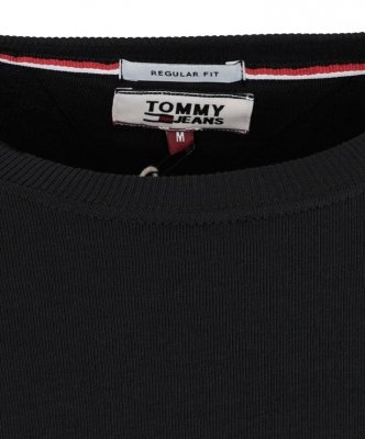 Bluza Tommy Jeans męska czarna wkładana przez głowę bawełniana