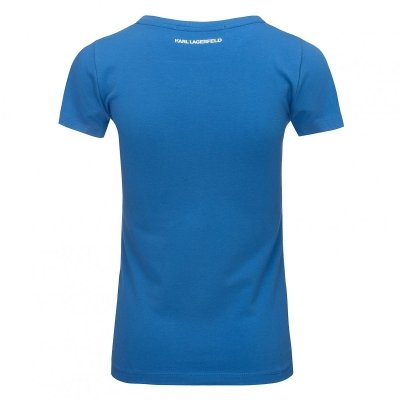 Karl Lagerfeld t-shirt koszulka damska logo na piersi niebieska z dekoldem V
