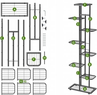 Stojak metalowy na kwiaty i doniczki 8-poziomowy kwietnik piętrowy