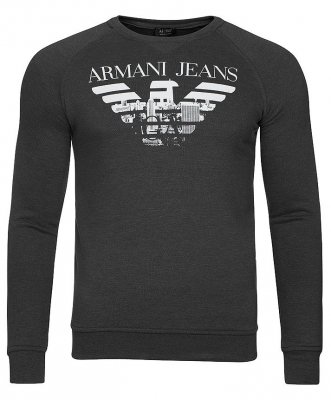 Armani Jeans bluza grafitowa męska duże logo bawełniana