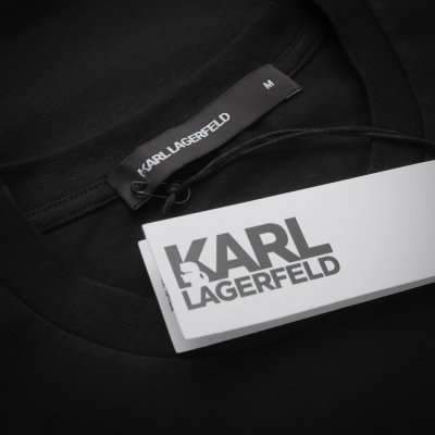 Karl Lagerfeld t-shirt koszulka czarna logo na środku bawełniana