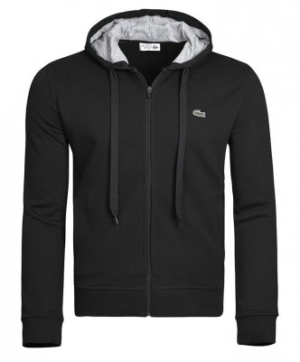 Bluza męska Lacoste czarna bawełniana rozpinana z kapturem