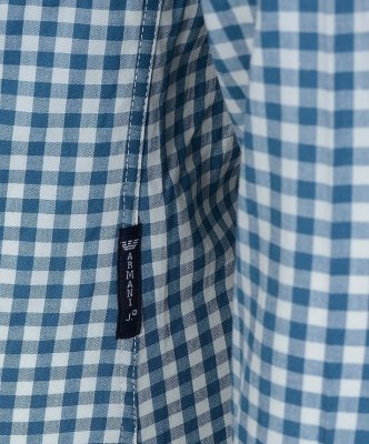 Koszula Armani Jeans niebieska w kratkę Slim Fit logo