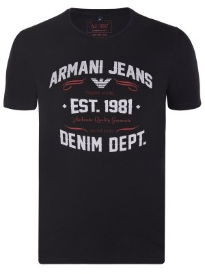 T-shirt Armani Jeans logo koszulka męska czarna bawełniana