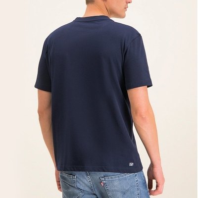 T-shirt koszulka Lacoste męska granatowa z okrągłym dekoldem bawełniana